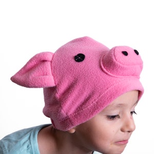 Pig Costume Hat, Fun Halloween Accessory for Adults and Children, Polar Fleece Hat, Winter Hat for Pretend Play or Halloween Costume