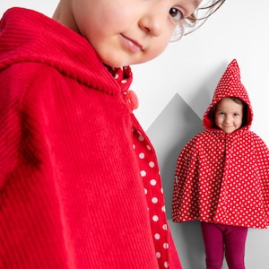 Cape Le petit chaperon rouge avec capuche, cape à capuche rouge costume d'Halloween, tissu Oeko Tex Standard 100