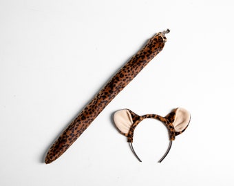 Leopard Headband and Leopard Tail, Leopard Pretend Play Costume, Children's or Adult's Photo Prop, Cosplay
