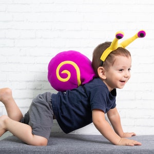 Baby Girl Snail Costume, Bright Purple Snail Shell and Yellow Eyes Headband, Halloween Costume, Snail Shell Cosplay Accessory, Toddler Girl image 1