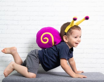 Baby Girl Snail Costume, Bright Purple Snail Shell and Yellow Eyes Headband, Halloween Costume, Snail Shell Cosplay Accessory, Toddler Girl