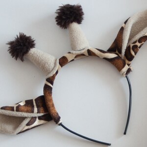 Giraffe Ears Headband and Giraffe Tail Set, Soft Animal Tail, Dress Up, Giraffe Costume image 2