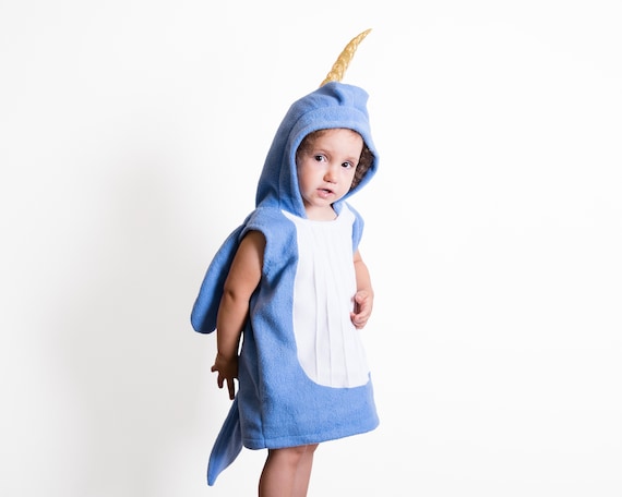 Narwhal Costume Toddler All In One Hooded Top Blue Narwhal Costume Toddler All In One Hooded Top Blue