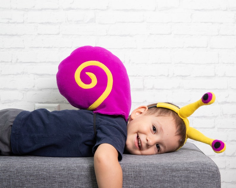 Baby Girl Snail Costume, Bright Purple Snail Shell and Yellow Eyes Headband, Halloween Costume, Snail Shell Cosplay Accessory, Toddler Girl image 2