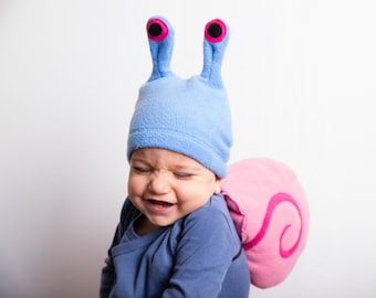 Costume d’escargot, Coquille d’escargot et accessoire de cosplay chapeau d’escargot, Pour filles Garçons Tout-petits, Costume d’Halloween d’escargot bébé, Bleu rose, Déguisement pour enfants