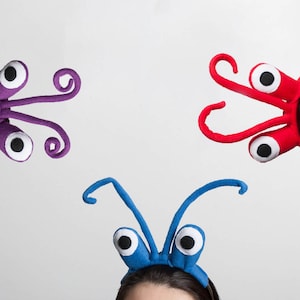 Crab Eyes Headband, Halloween Costume group, Children's or Adult's Photo Prop, Pretend Play, Purple, Blue, Red, Orange, Green