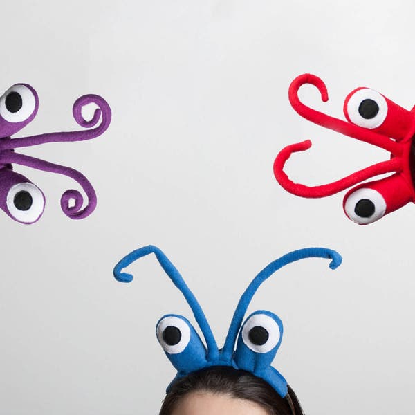 Crab Eyes Headband, Halloween Costume group, Children's or Adult's Photo Prop, Pretend Play, Purple, Blue, Red, Orange, Green