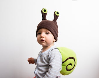 Green Snail Costume, Green Snail Shell and Brown Snail Hat Cosplay Accessory, For Girls Boys Toddlers, Baby Snail Halloween Costume