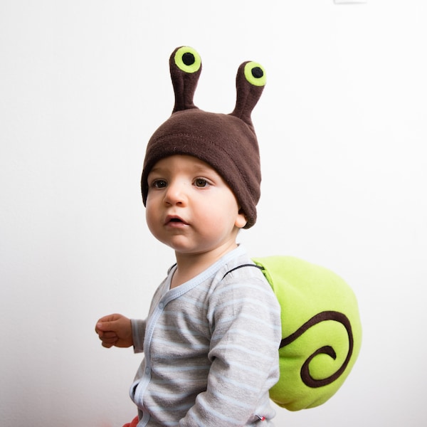 Costume d’escargot vert, coquille d’escargot verte et accessoire de cosplay de chapeau d’escargot brun, pour filles garçons tout-petits, costume d’Halloween d’escargot de bébé