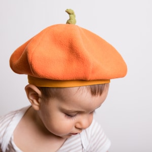 Pumpkin Hat, Halloween Beret, Orange Costume or Photography Prop, Pumpkin Halloween Hat