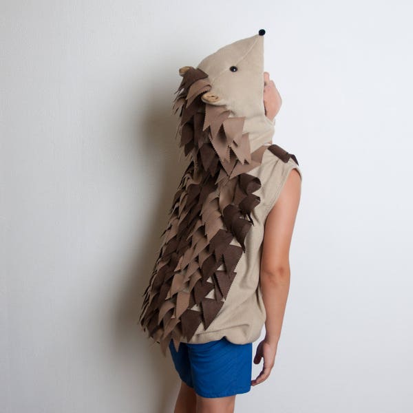 Halloweenkostuum, egelkostuum, feeststekelvarkenkostuum in beige en bruin, Halloweenkostuum voor jongens of meisjes