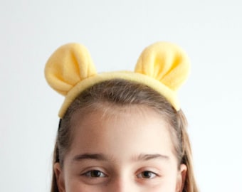 Yellow Bear Headband, Children's Bear Head Band, Photo Prop, Bear Cosplay, Pretend Play