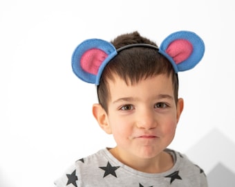 Blue Bear Ears / Unisex Teddy Bear Headband / Birthday Party Favor Gift