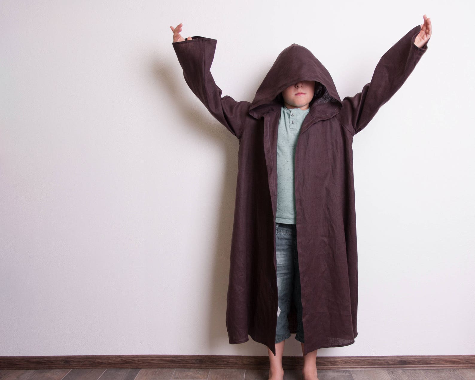 Toddler Jedi Costume Jedi Robe Brown Linen Robe Hooded Robe Etsy