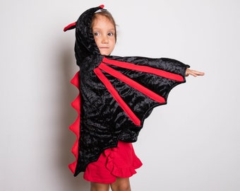 Black Dragon Costume Photo Prop, Party Fairy Tale Dragon Costume, Halloween Costume with Wings for Boys or Girls