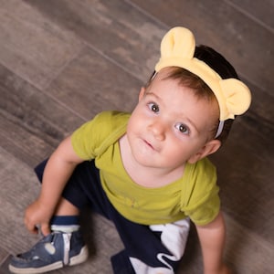 Diadema de oso amarilla para bebé, accesorio de Halloween para niño, diadema para niña, banda para la cabeza de oso, accesorio para fotos de cosplay de oso