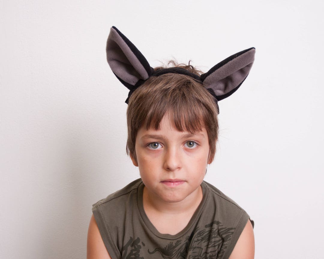 Bat Ears Headband, Bat Costume, Black and Gray Ears Head Band, Children's or Adult's Photo Prop