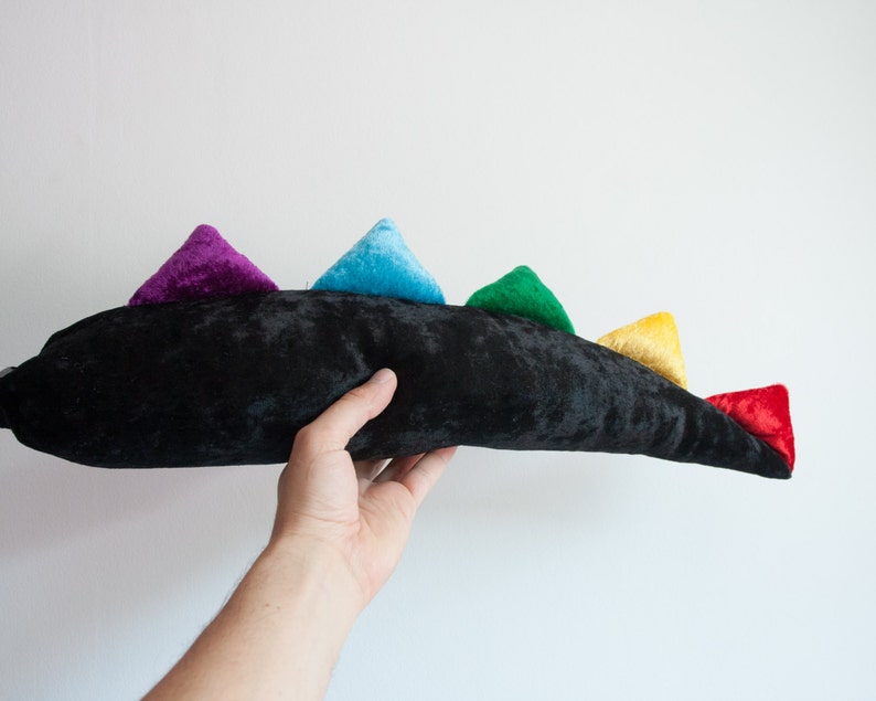 Black Dragon Tail with colorful spikes Dinosaur Tail Halloween Dress up Party Outfit Photo Prop