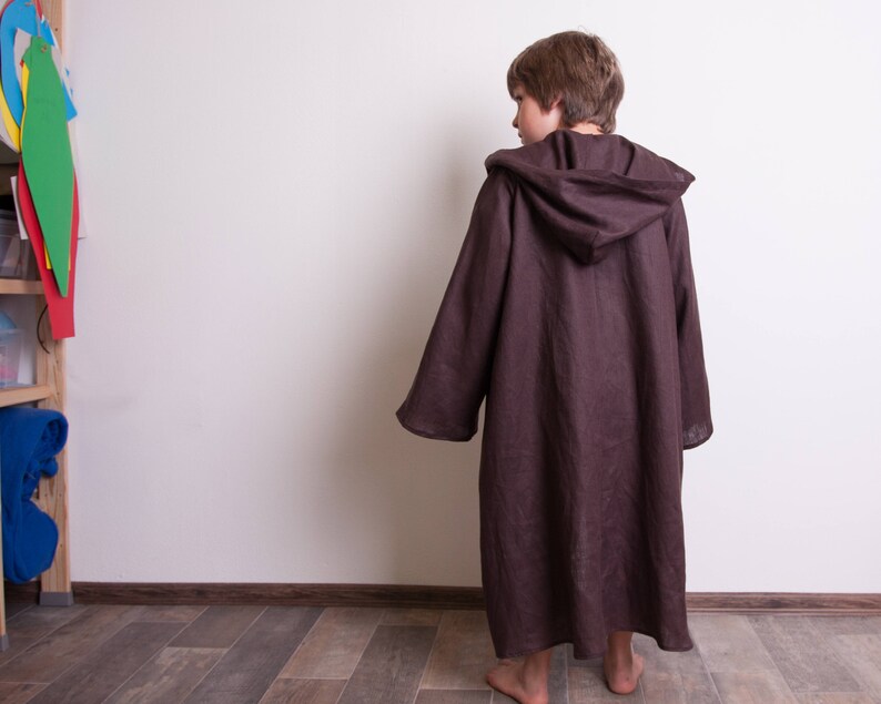Toddler Jedi Costume Jedi Robe Brown Linen Robe Hooded Robe Etsy