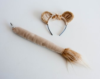 Lion Costume Halloween Accessory, Lion Ears and Lion Tail, Children&#39;s or Adult&#39;s Photo Prop Cosplay, Pretend Play