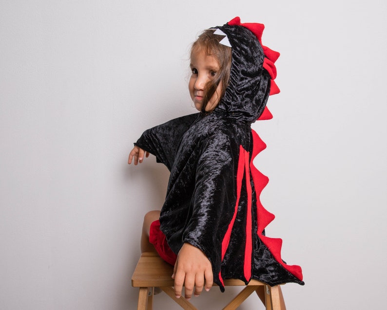 Black Dragon Costume Photo Prop, Party Fairy Tale Dragon Costume, Halloween Costume with Wings for Boys or Girls image 2