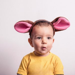 Pink & Brown Mouse Ears Headband with Tail: Plush Costume Set