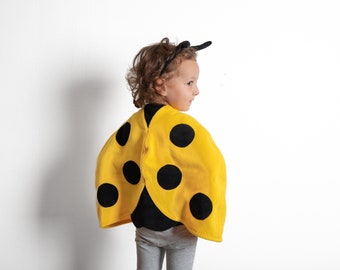 Halloween Costume for Girls, Toddler Girl Cape, Yellow Ladybug Costume