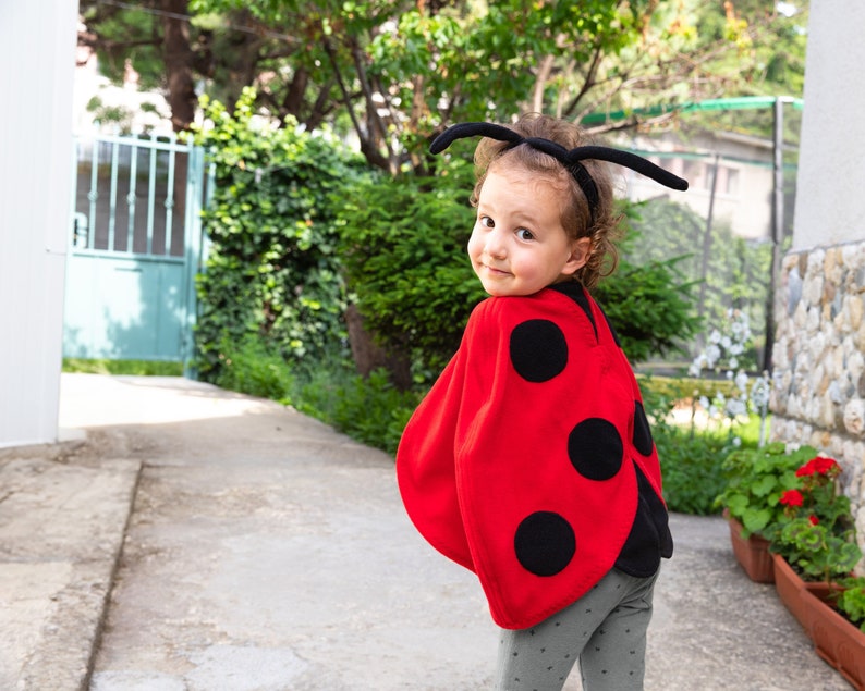 Ladybug Costume, Toddler Girl Halloween Costume, Ladybird Red Cape Costume, Gift for Preschool Girl image 5