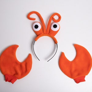 Crab Costume, Crab Eyes Headband and Crab Claws, Red, Green, Orange, Purple, Blue, Children's or Adult's Photo Prop, Halloween Costume image 6