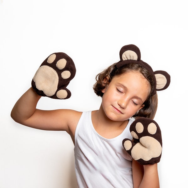 Pattes d'ours et bandeau d'ours, tenue d'ours pour enfants, accessoire photo, forêt, cosplay d'ours, jeu de simulation, animaux de la forêt, jouet pour enfants