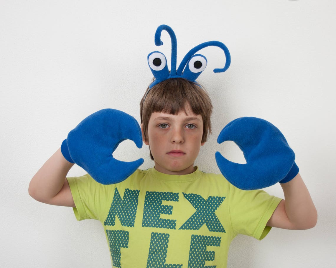 Crab Costume Crab Eyes Headband and Crab Claws Red Green Etsy UK