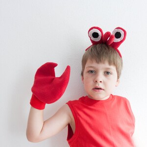 Crab Eyes Headband and Crab Claws, Children's or Adult's Photo Prop, Pretend Play, Red
