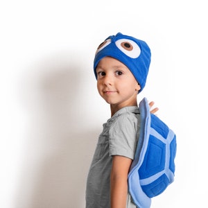 Toddler Halloween Costume, Blue Turtle Costume for Kids with Polar Fleece Hat