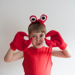 Crab Eyes Headband and Crab Claws, Children's or Adult's Photo Prop, Pretend Play, Red image 2