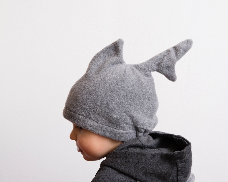 Shark Hat Shark Halloween Costume Shark Fin and Tail Hat for Babies Polar Fleece Gray Hat Toddlers and Children