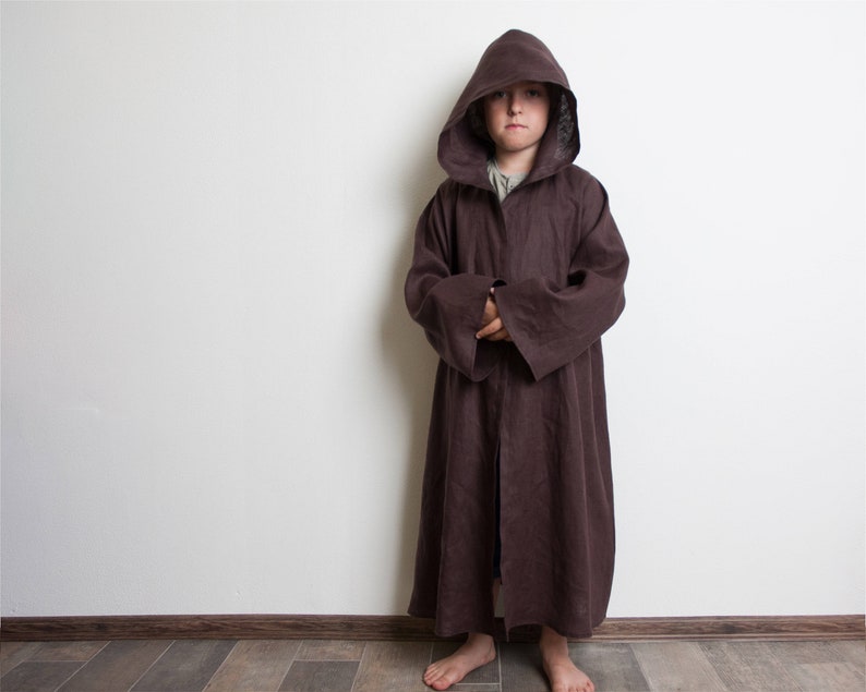 Toddler Jedi Costume Jedi Robe Brown Linen Robe Hooded Robe Etsy