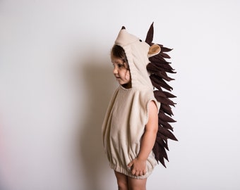 Costume di Halloween per bambini, Costume da riccio, Costume da porcospino da festa in beige e marrone, Costume di Halloween per ragazzi o ragazze