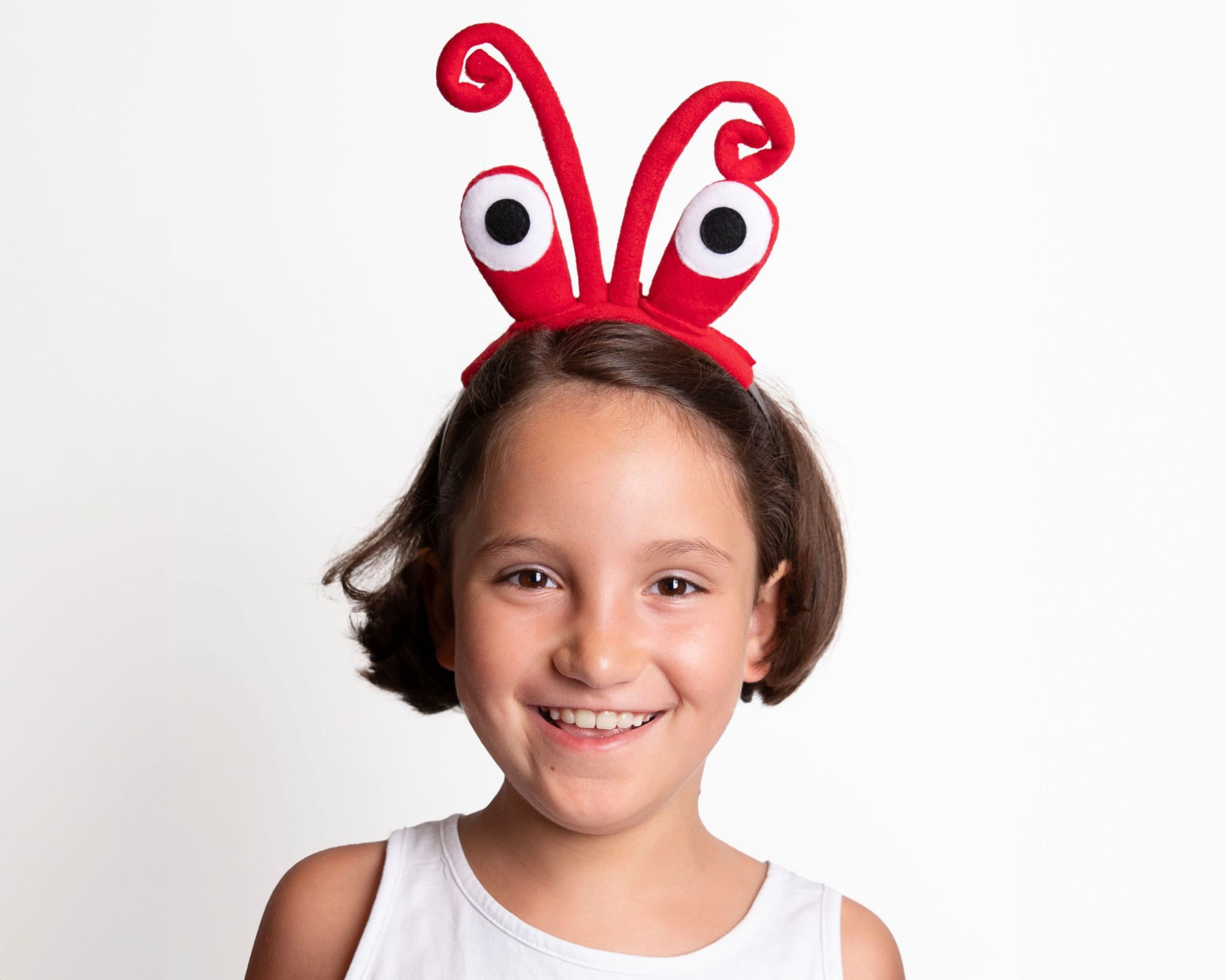 Krabkostuum, hoofdband Crab Eyes en krabklauwen, rood, groen, oranje, paars, blauw, fotorekwisiet voor kinderen of volwassenen, Halloween-kostuum - België