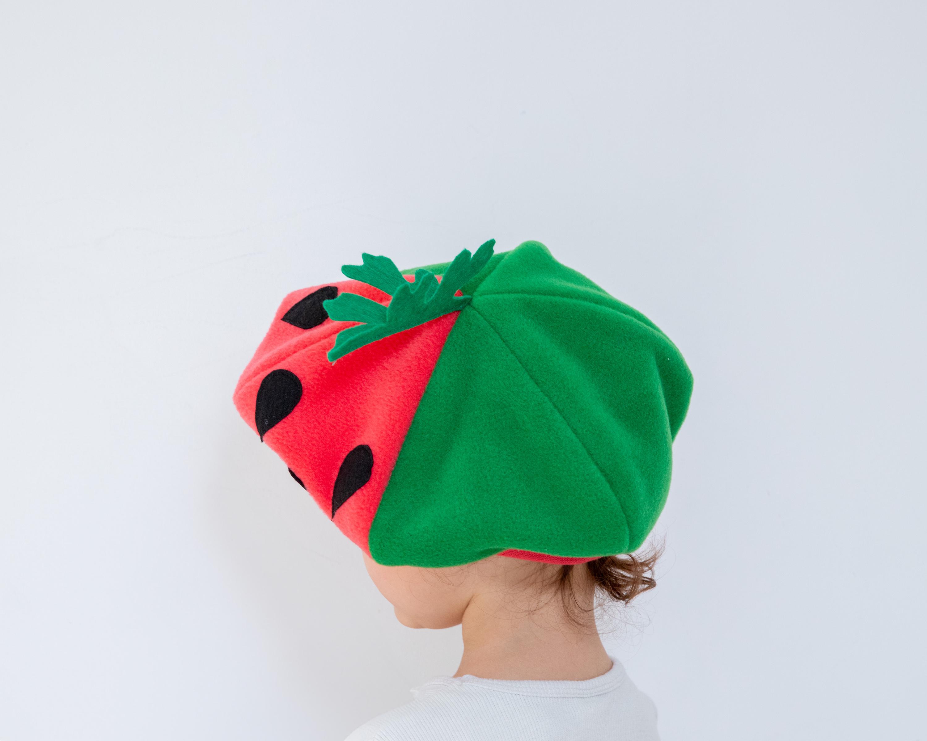 3571 Kawaii Handmade Cartoon Beret Hat Green Leaves Fruit Cosplay Vintage Handmade Wool Felt Fruit Hat: Funny Party/sauna Hat (56-60CM  main image 3