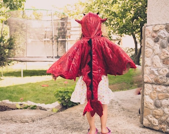 Toddlers Dragon Costume, Red Dragon Costume, Dragon Skin, Halloween Costume with Wings, Dinosaur