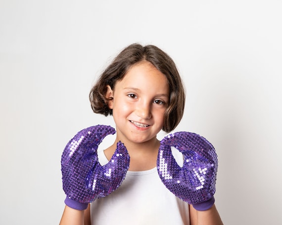 Purple Crab Gloves, Crab Halloween Accessory With Shiny Sequin