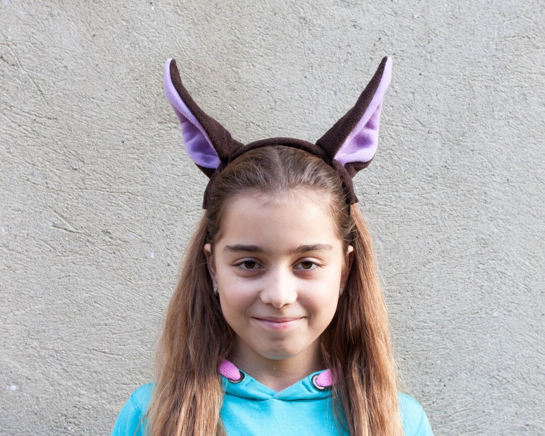 Bat Ears Headband, Bat Costume, Brown and Purple Ears Head Band