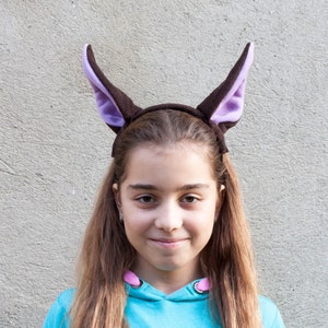 Bat Ears Headband, Bat Costume, Brown and Purple Ears Head Band, Children's or Adult's Photo Prop, Pretend Play image 1