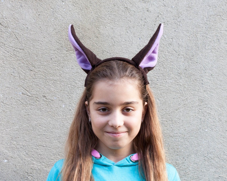 Bat Ears Headband, Bat Costume, Brown and Purple Ears Head Band, Children's or Adult's Photo Prop, Pretend Play image 1