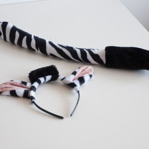 Zebra Kit Black White Headband and Tail Adult Costume Accessory