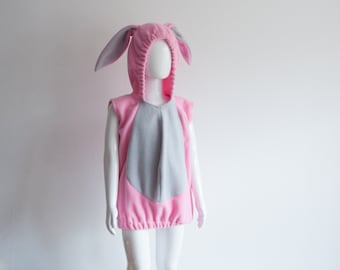 Pink Rabbit Costume, Bunny Halloween Costume, Party Costume in Pink, Halloween Costume for Boys or Girls, Toddler Costume, Woodland