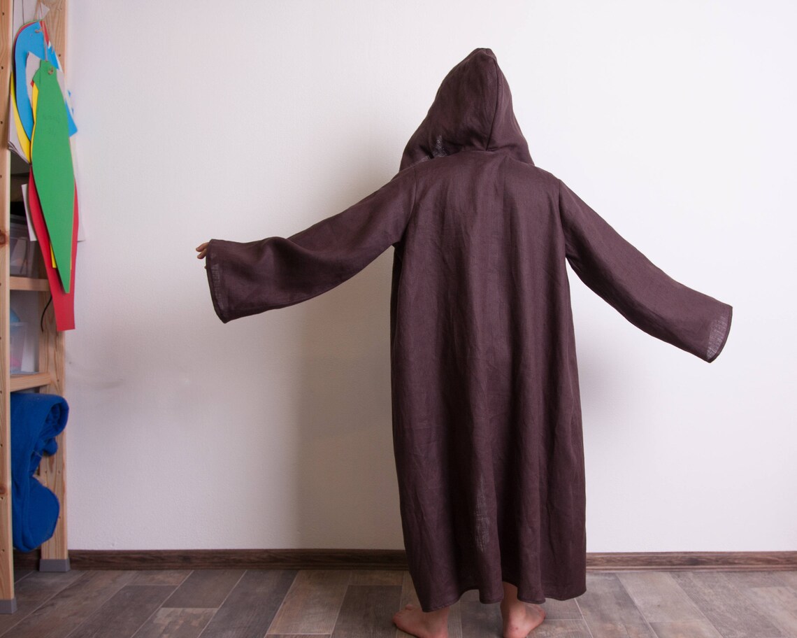 Toddler Jedi Costume Jedi Robe Brown Linen Robe Hooded Robe Etsy