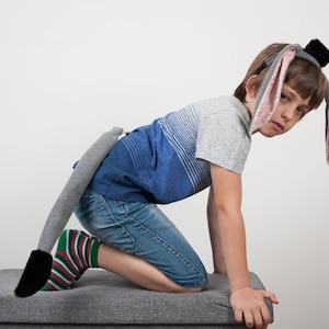 Fascia per capelli con coda e orecchie d&#39;asino, simpatica idea per un costume di Halloween per adulti o bambini, adatta a tutte le età.