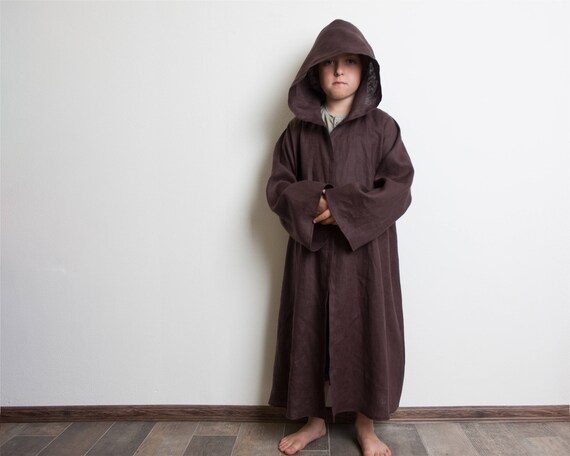 Toddler Jedi Costume Jedi Robe Brown Linen Robe Hooded Robe Etsy