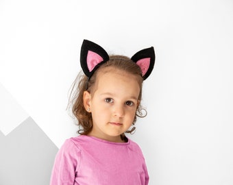 Black Cat Ears for Girls or Adults / Animal Pretend Play / Ears With Cute Glitter Accents